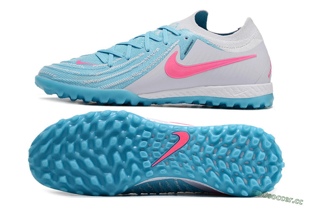 Men's Nike Phantom GX 2 Elite TF Artificial Turf Low-Tops Football Shoes - Blue/White/Pink 1