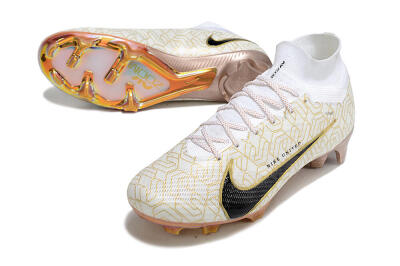 Men's Nike Air Zoom Mercurial Superfly 9 Elite MR FG Firm Ground High-Tops Football Boots - White/Black/Gold