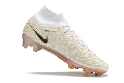 Men's Nike Air Zoom Mercurial Superfly 9 Elite MR FG Firm Ground High-Tops Football Boots - White/Black/Gold