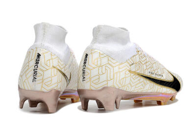 Men's Nike Air Zoom Mercurial Superfly 9 Elite MR FG Firm Ground High-Tops Football Boots - White/Black/Gold
