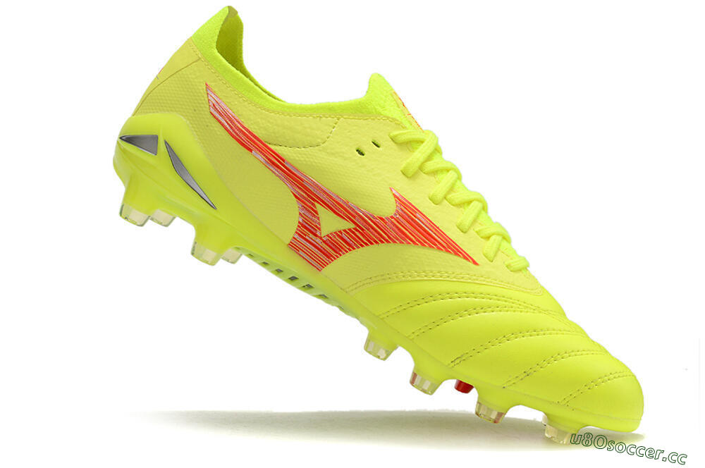 Men's Mizuno Morelia Neo 4 FG Firm Ground Low-Tops Football Boots - Yellow/Red/Grey 4