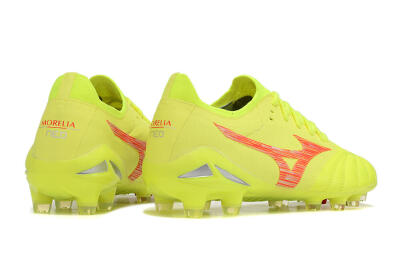 Men's Mizuno Morelia Neo 4 FG Firm Ground Low-Tops Football Boots - Yellow/Red/Grey