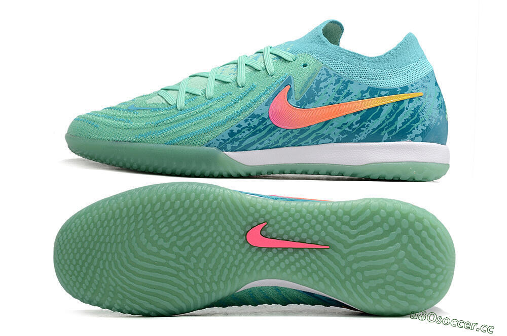 Men's Nike Phantom GX 2 Elite IC Indoor & Futsal Low-Tops Football Shoes - Jade/Pink/Orange 1