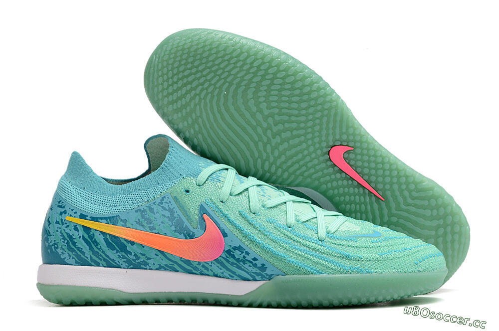 Men's Nike Phantom GX 2 Elite IC Indoor & Futsal Low-Tops Football Shoes - Jade/Pink/Orange 2