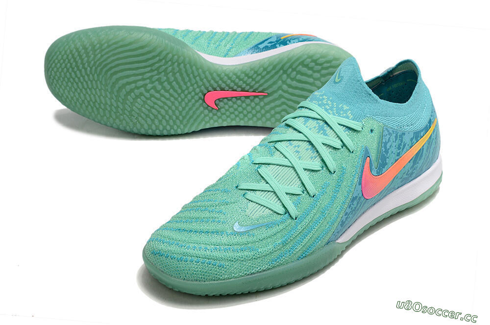 Men's Nike Phantom GX 2 Elite IC Indoor & Futsal Low-Tops Football Shoes - Jade/Pink/Orange 3