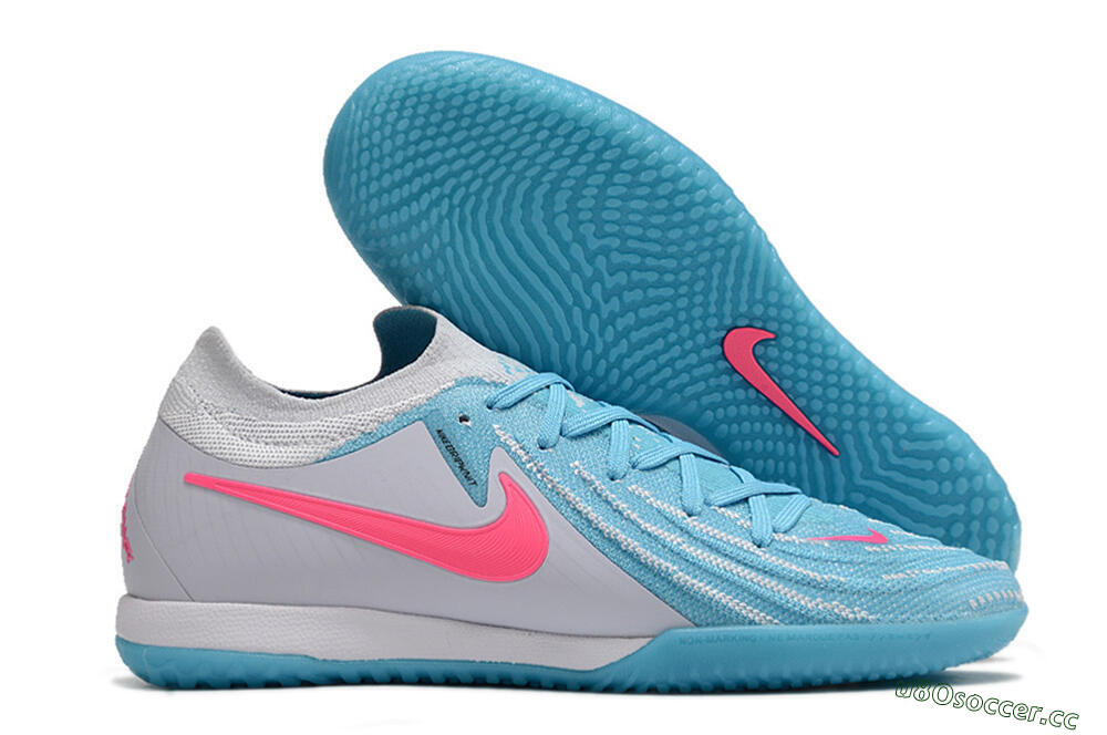 Men's Nike Phantom GX 2 Elite IC Indoor & Futsal Low-Tops Football Shoes - Blue/White/Pink 2