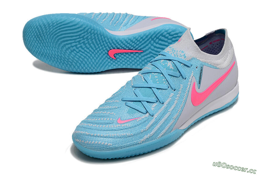 Men's Nike Phantom GX 2 Elite IC Indoor & Futsal Low-Tops Football Shoes - Blue/White/Pink 3
