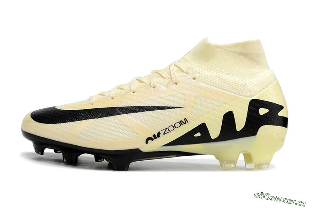 Men's Nike Air Zoom Mercurial Superfly 9 Elite FG Firm Ground High-Tops Football Boots - Beige/Black 0