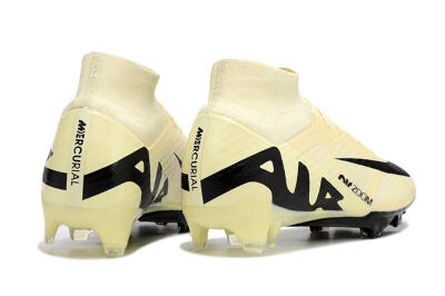 Men's Nike Air Zoom Mercurial Superfly 9 Elite FG Firm Ground High-Tops Football Boots - Beige/Black