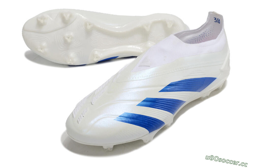 Men's Adidas Predator Elite Laceless FG Firm Ground Low-Tops Football Boots - White/Blue 3