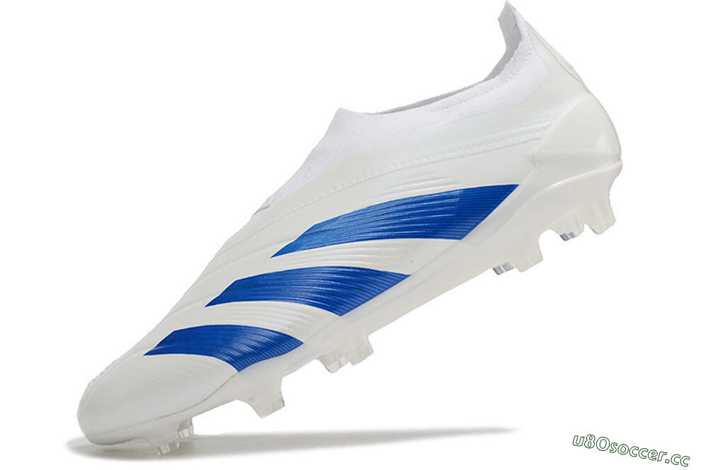 Men's Adidas Predator Elite Laceless FG Firm Ground Low-Tops Football Boots - White/Blue 5