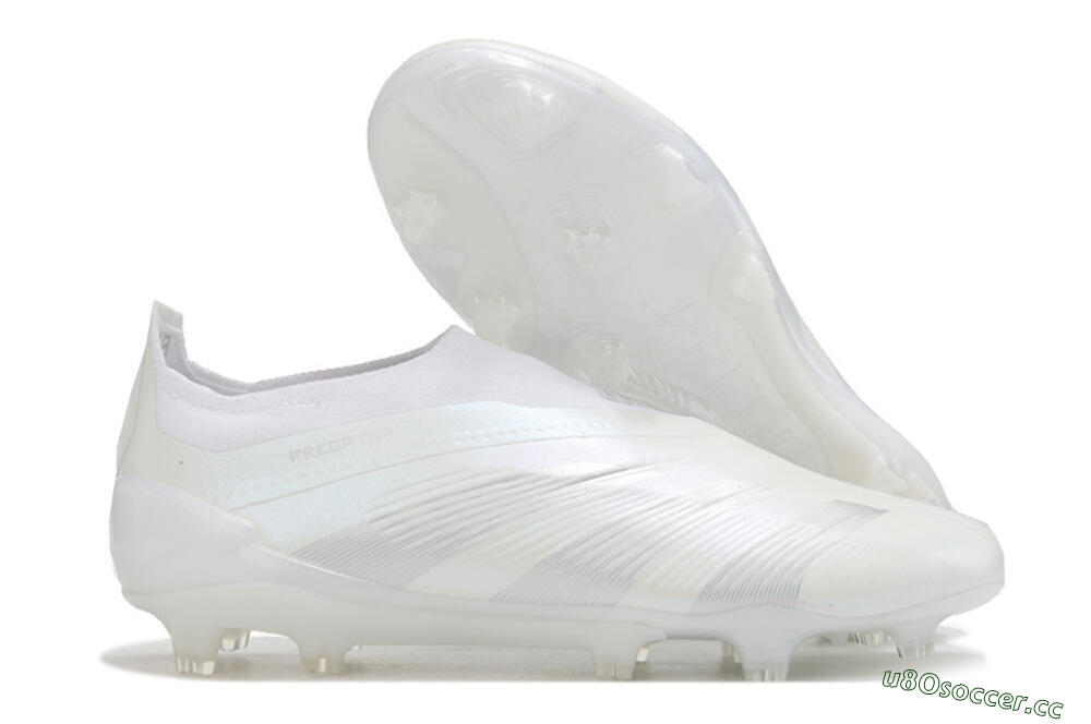 Men's Adidas Predator Elite Laceless FG Firm Ground Low-Tops Football Boots - White/Silver 2