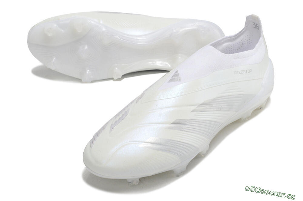 Men's Adidas Predator Elite Laceless FG Firm Ground Low-Tops Football Boots - White/Silver 3