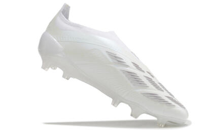 Men's Adidas Predator Elite Laceless FG Firm Ground Low-Tops Football Boots - White/Silver