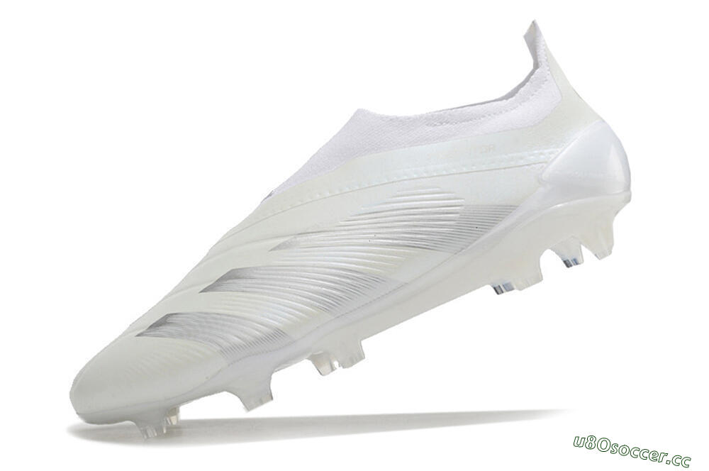 Men's Adidas Predator Elite Laceless FG Firm Ground Low-Tops Football Boots - White/Silver 5