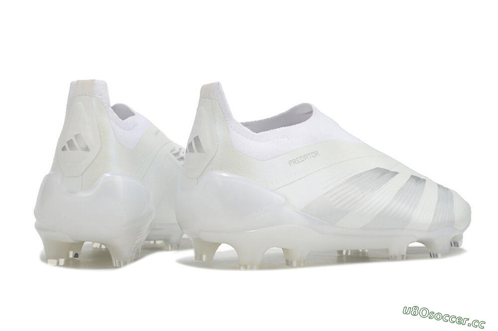 Men's Adidas Predator Elite Laceless FG Firm Ground Low-Tops Football Boots - White/Silver 6