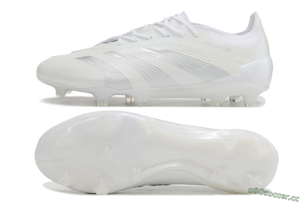 Men's Adidas Predator Elite FG Firm Ground Low-Tops Football Boots - White/Silver 1