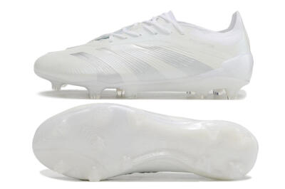 Men's Adidas Predator Elite FG Firm Ground Low-Tops Football Boots - White/Silver