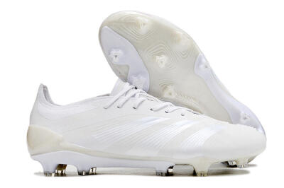 Men's Adidas Predator Elite FG Firm Ground Low-Tops Football Boots - White/Silver