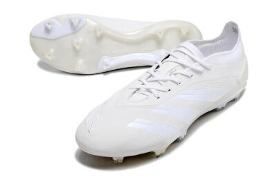 Men's Adidas Predator Elite FG Firm Ground Low-Tops Football Boots - White/Silver
