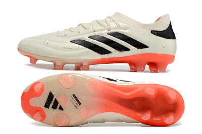 Men's Adidas Copa Pure 2+ FG Firm Ground Low-Tops Football Boots - Beige/Black/Red