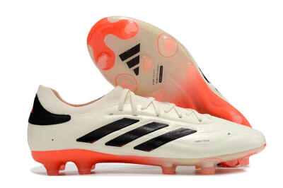 Men's Adidas Copa Pure 2+ FG Firm Ground Low-Tops Football Boots - Beige/Black/Red
