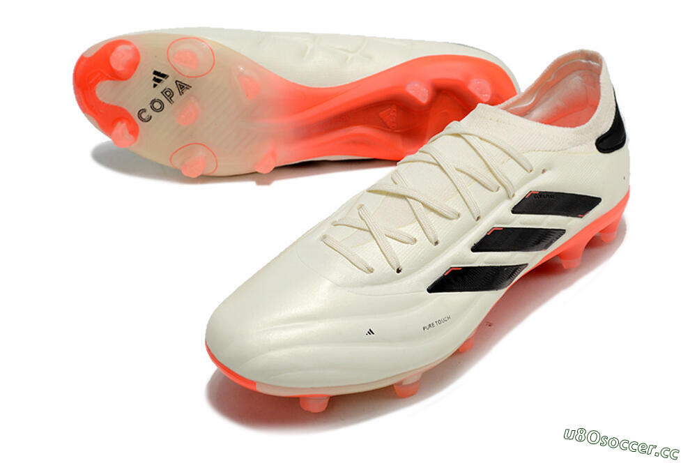 Men's Adidas Copa Pure 2+ FG Firm Ground Low-Tops Football Boots - Beige/Black/Red 3