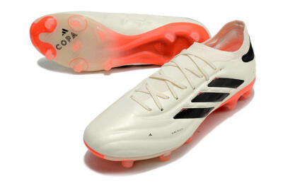 Men's Adidas Copa Pure 2+ FG Firm Ground Low-Tops Football Boots - Beige/Black/Red