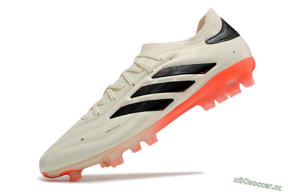 Men's Adidas Copa Pure 2+ FG Firm Ground Low-Tops Football Boots - Beige/Black/Red 5