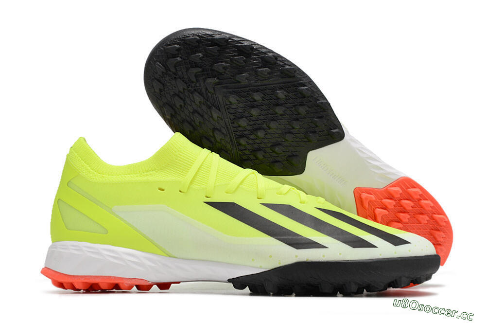 Men's Adidas X Crazyfast.3 TF Artificial Turf Low-Tops Football Shoes - Yellow/Black/Red 2