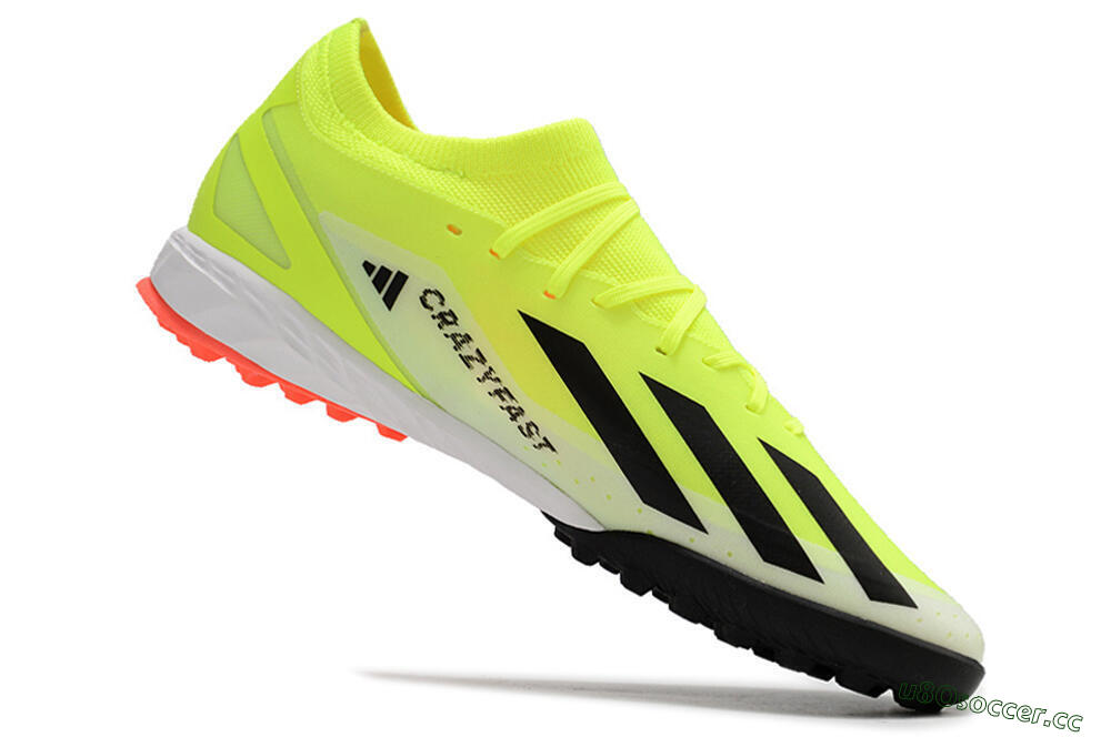 Men's Adidas X Crazyfast.3 TF Artificial Turf Low-Tops Football Shoes - Yellow/Black/Red 4