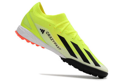 Men's Adidas X Crazyfast.3 TF Artificial Turf Low-Tops Football Shoes - Yellow/Black/Red
