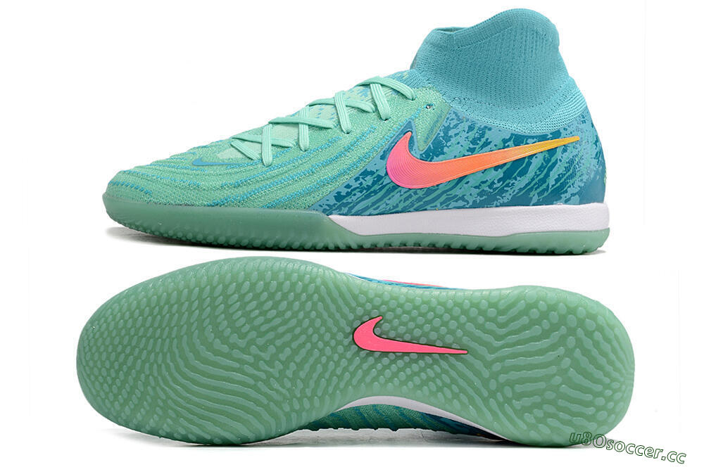 Men's Nike Phantom Luna Elite NU IC Indoor & Futsal High-Tops Football Shoes - Jade/Pink/Orange 1