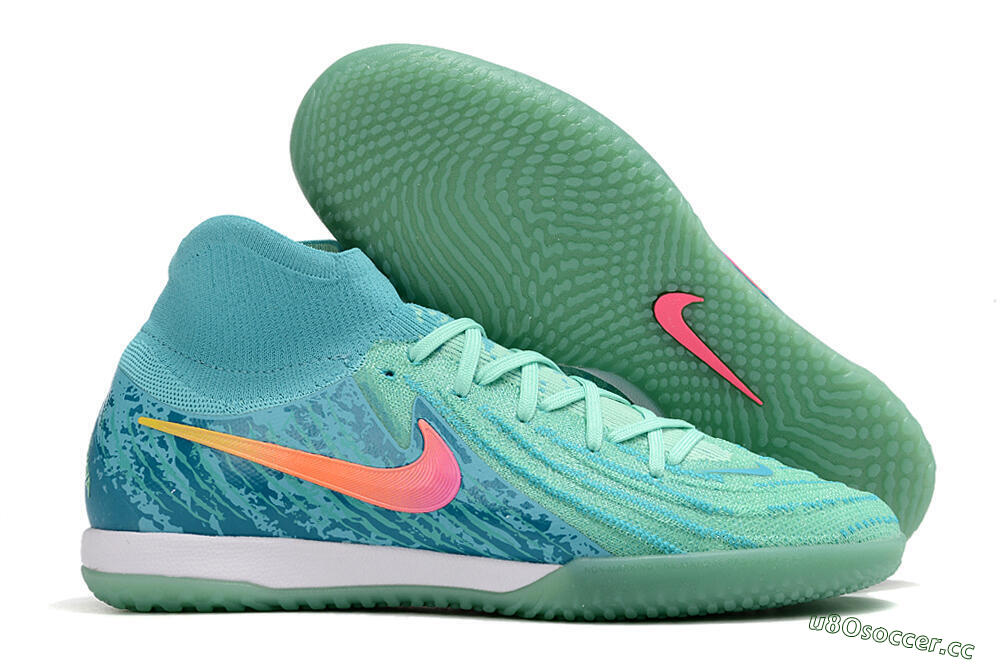 Men's Nike Phantom Luna Elite NU IC Indoor & Futsal High-Tops Football Shoes - Jade/Pink/Orange 2