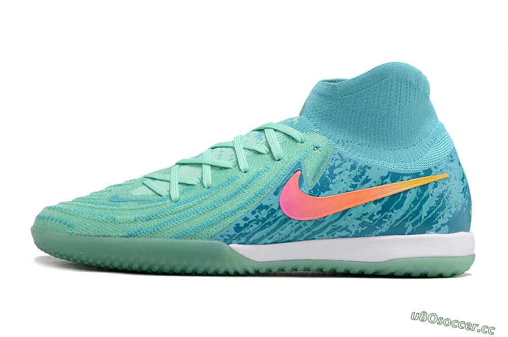Men's Nike Phantom Luna Elite NU IC Indoor & Futsal High-Tops Football Shoes - Jade/Pink/Orange 0