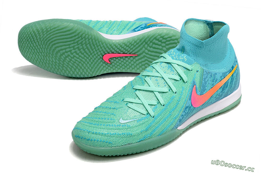 Men's Nike Phantom Luna Elite NU IC Indoor & Futsal High-Tops Football Shoes - Jade/Pink/Orange 3