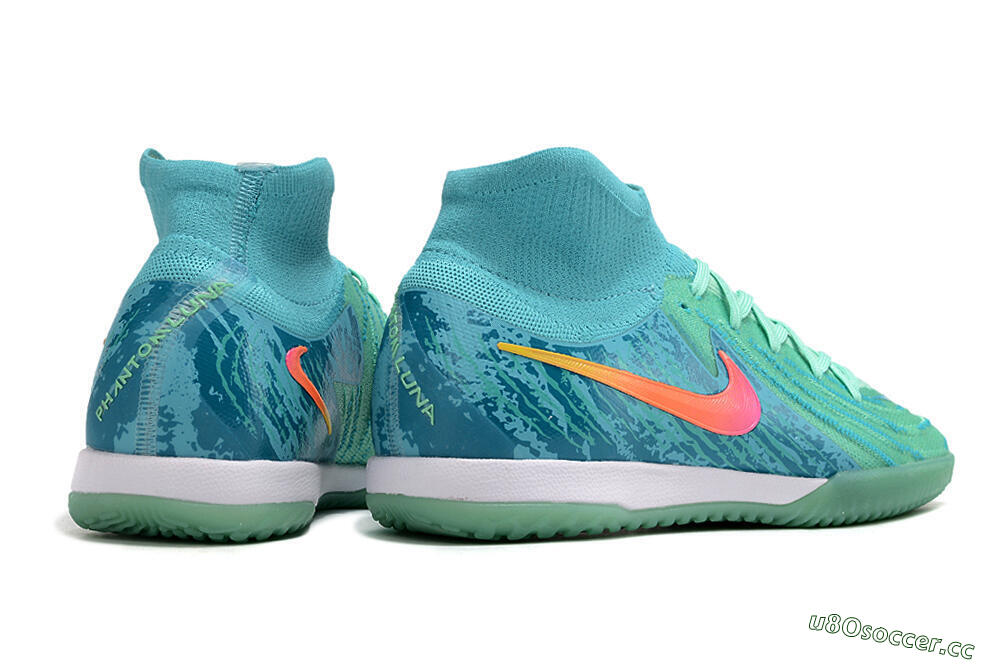 Men's Nike Phantom Luna Elite NU IC Indoor & Futsal High-Tops Football Shoes - Jade/Pink/Orange 6