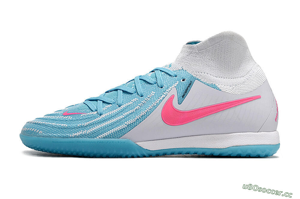Men's Nike Phantom Luna Elite NU IC Indoor & Futsal High-Tops Football Shoes - Blue/White/Pink 0