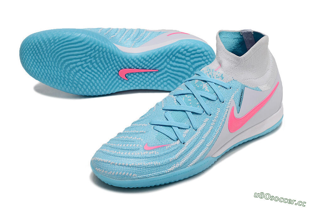 Men's Nike Phantom Luna Elite NU IC Indoor & Futsal High-Tops Football Shoes - Blue/White/Pink 3
