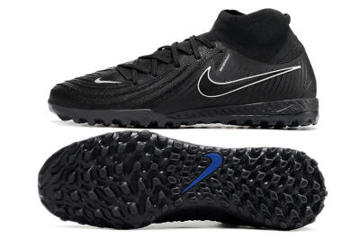 Men's Nike Phantom Luna Elite NU TF Artificial Turf High-Tops Football Shoes - Black/White/Blue
