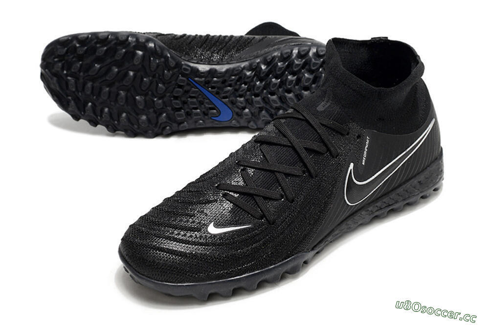 Men's Nike Phantom Luna Elite NU TF Artificial Turf High-Tops Football Shoes - Black/White/Blue 3