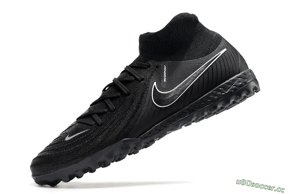 Men's Nike Phantom Luna Elite NU TF Artificial Turf High-Tops Football Shoes - Black/White/Blue 5