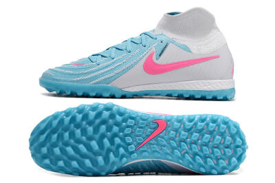 Men's Nike Phantom Luna Elite NU TF Artificial Turf High-Tops Football Shoes - Blue/White/Pink