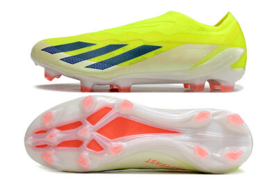 Men's Adidas X Crazyfast+ Laceless FG Firm Ground Low-Tops Football Boots - Yellow/Blue/Red