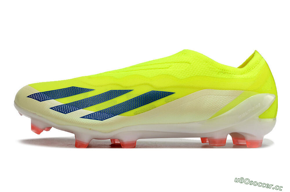 Men's Adidas X Crazyfast+ Laceless FG Firm Ground Low-Tops Football Boots - Yellow/Blue/Red 0