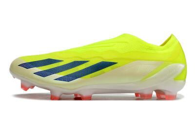 Men's Adidas X Crazyfast+ Laceless FG Firm Ground Low-Tops Football Boots - Yellow/Blue/Red