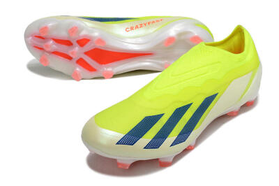 Men's Adidas X Crazyfast+ Laceless FG Firm Ground Low-Tops Football Boots - Yellow/Blue/Red