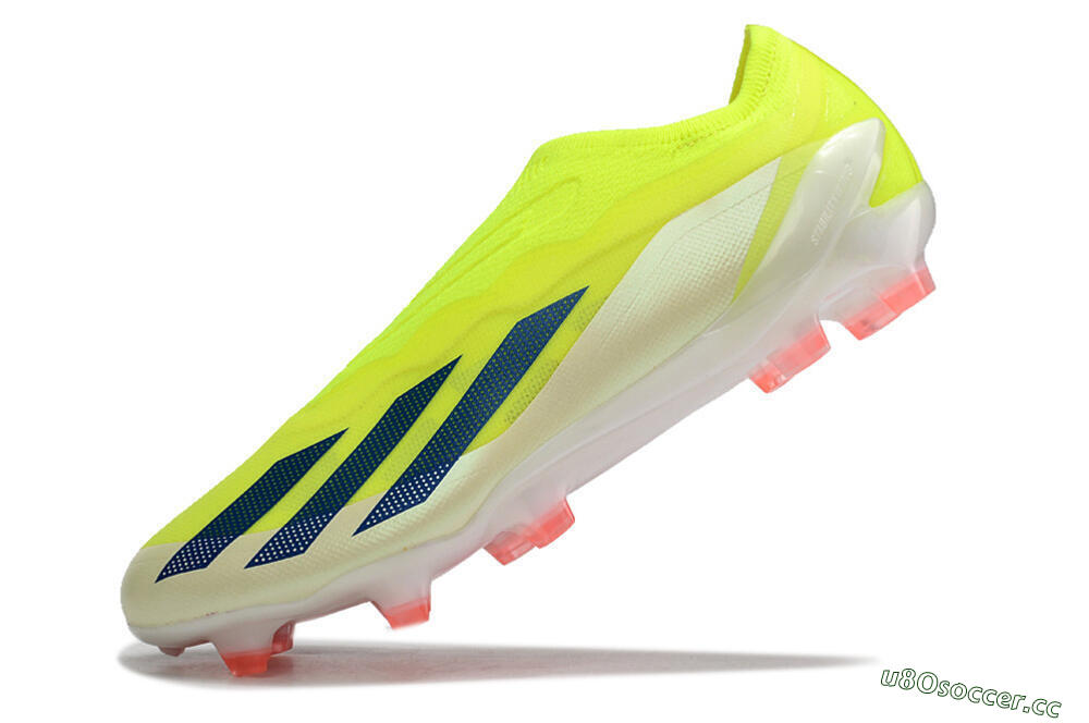 Men's Adidas X Crazyfast+ Laceless FG Firm Ground Low-Tops Football Boots - Yellow/Blue/Red 5