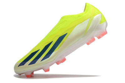 Men's Adidas X Crazyfast+ Laceless FG Firm Ground Low-Tops Football Boots - Yellow/Blue/Red