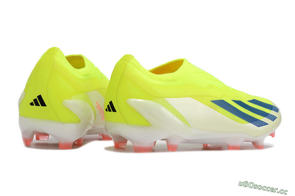 Men's Adidas X Crazyfast+ Laceless FG Firm Ground Low-Tops Football Boots - Yellow/Blue/Red 6
